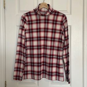 Land’s End shaped fit plaid turtleneck